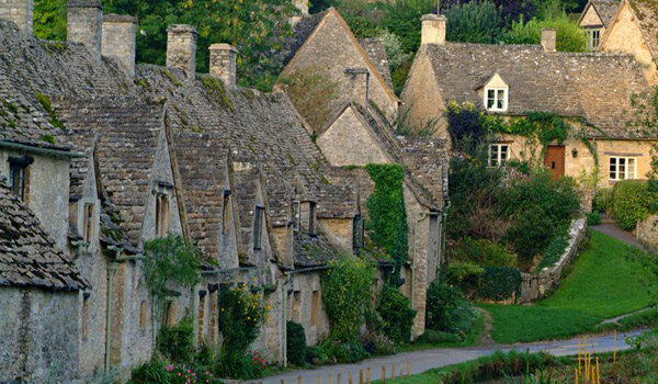 Quaint Stone Cottages in the Cotswold Village of Bibury
