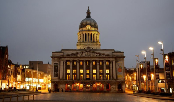 The Iconic Dome of The Council House (City Hall) dominates Nottingham's skyline.