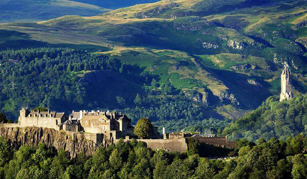 Stirling Castle with the Wallace Monument visible to the right