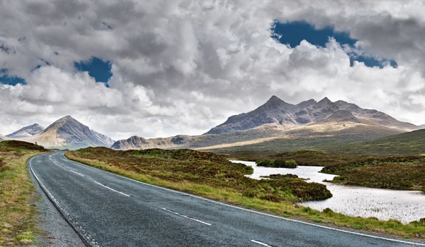 A road to scenic mountain splendor on the Isle of Skye.