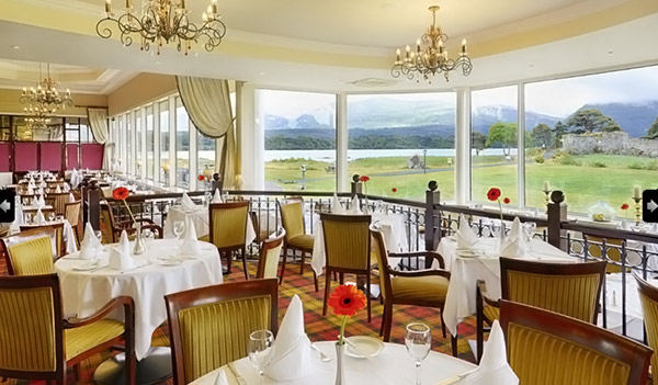 Enjoy a lovely dinner overlooking the water while staying at The Lake Hotel.