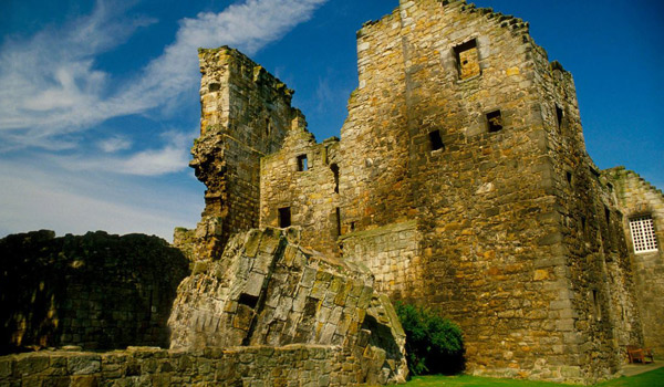 12th Century Aberdour Castle, doubles as Jamie's Prison Recovery Monastery
