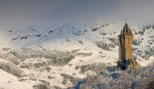 A Winter scene at the Wallace Monument, dedicated to 'Braveheart' William Wallace