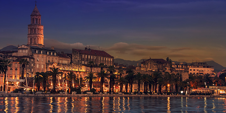 View of Split coast, Croatia at night