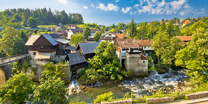 Rastoke village in green nature on Korana river, Croatia
