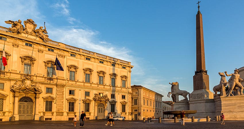 Piazza Del Quirinale with palace during evening hours