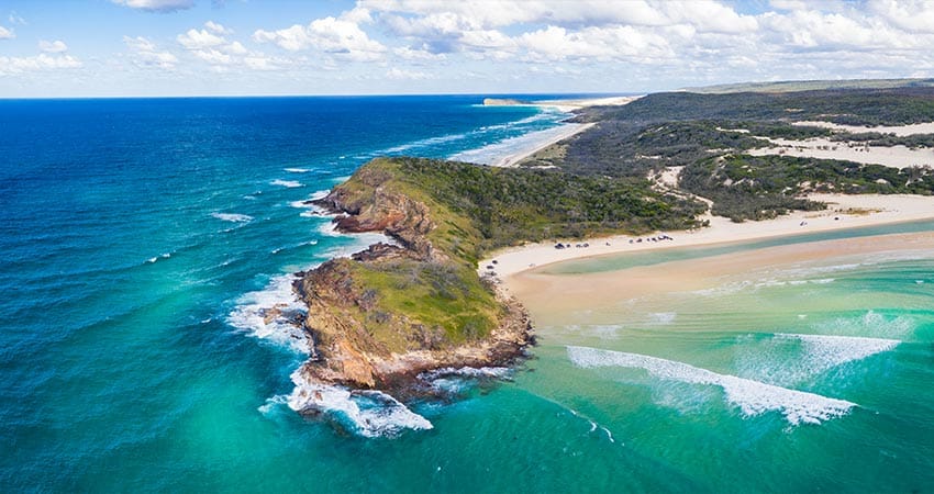 Aerial view of the stunning Waddy Point on Fraser Island 