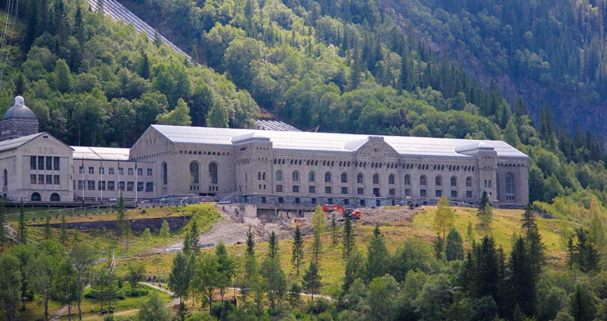 View of the The Vemork power plant in Rjukan, Norway