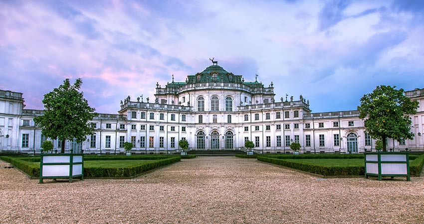 Front view of Stupinigi castle, a residence of the Royal House of Savoy