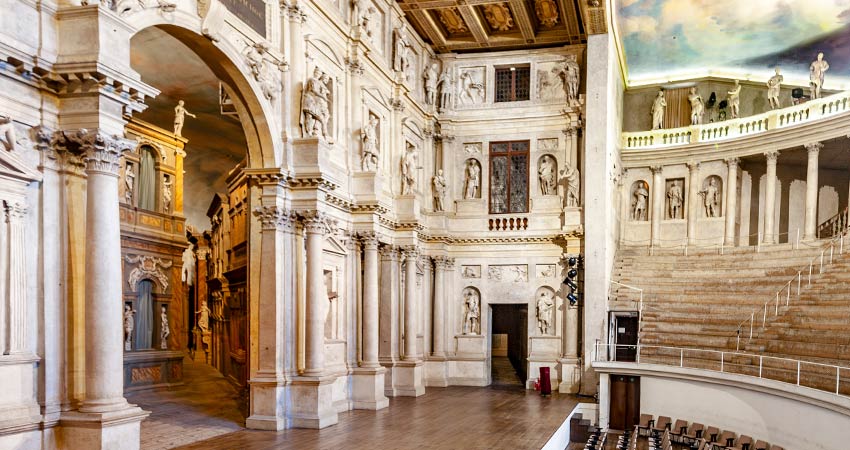 Interior view of the Teatro Olimpico in Vicenza, built by architect Andrea Palladio