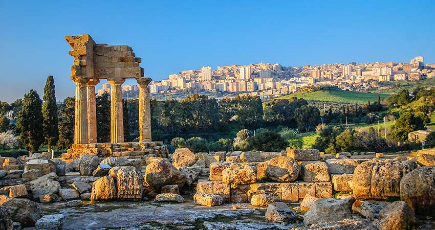 Ruins of Temple of Castor and Pollux in Agrigento, Sicily